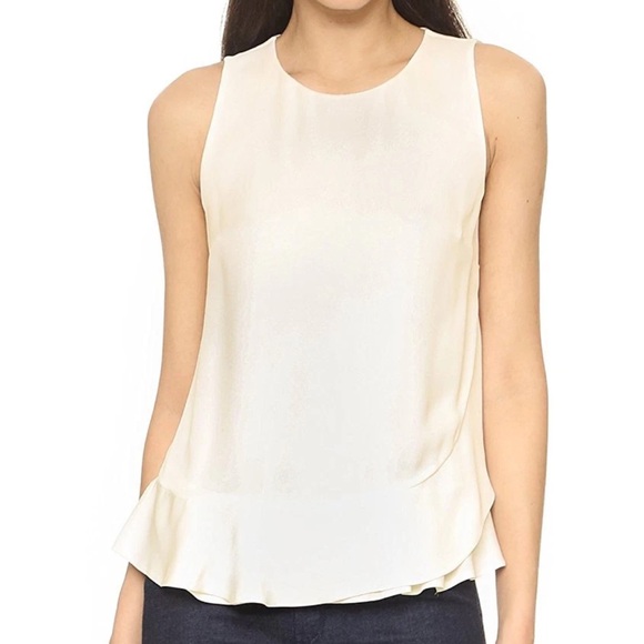Diane Von Furstenburg NWT Sz M Deon Ivory Silk Chiffon Sleeveless Top Ret $228 - Picture 1 of 11